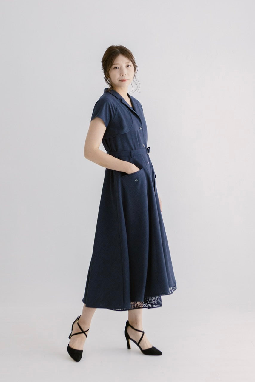 〈Renée〉Tailored collar dress