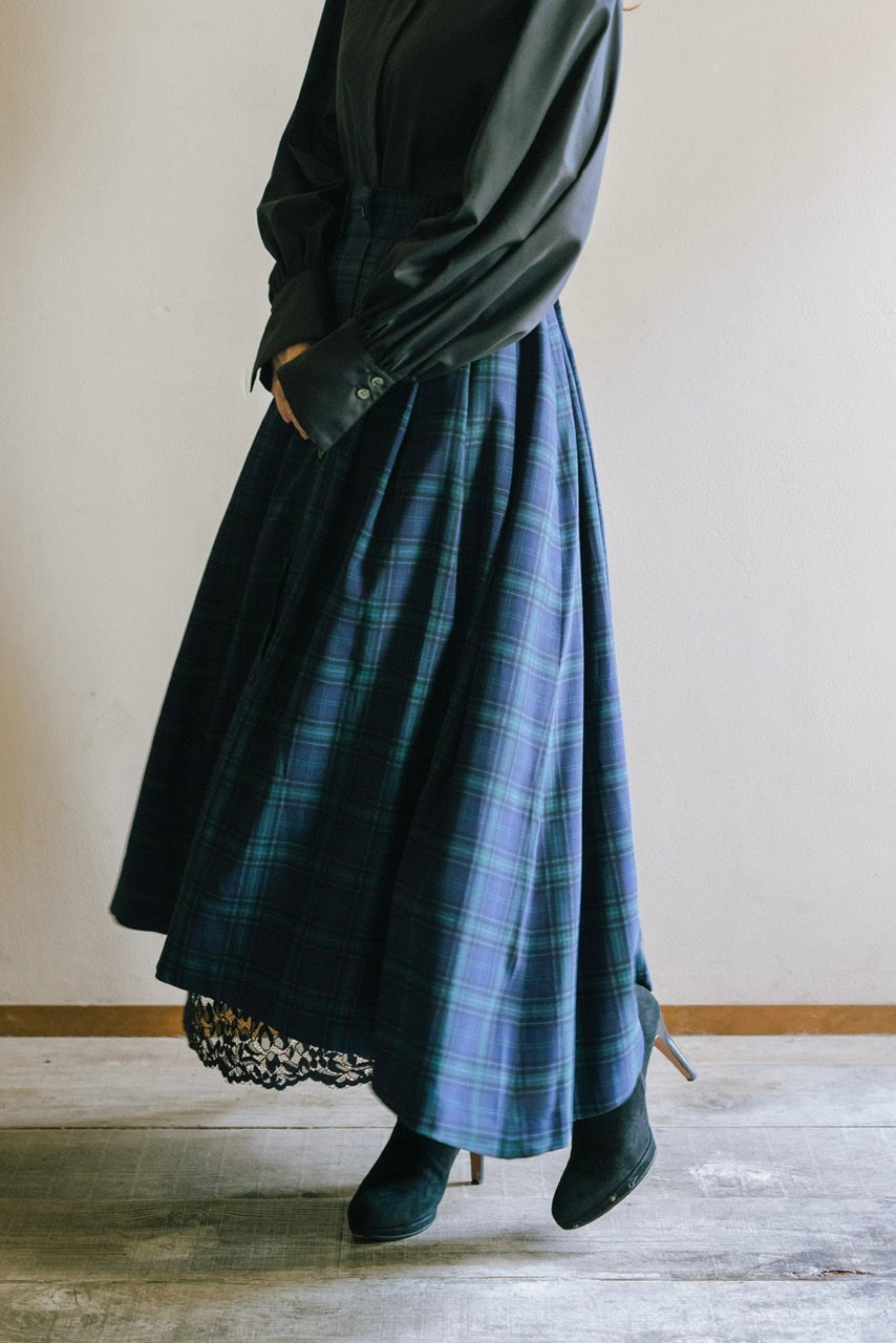 Armelle tuck skirt / navy check