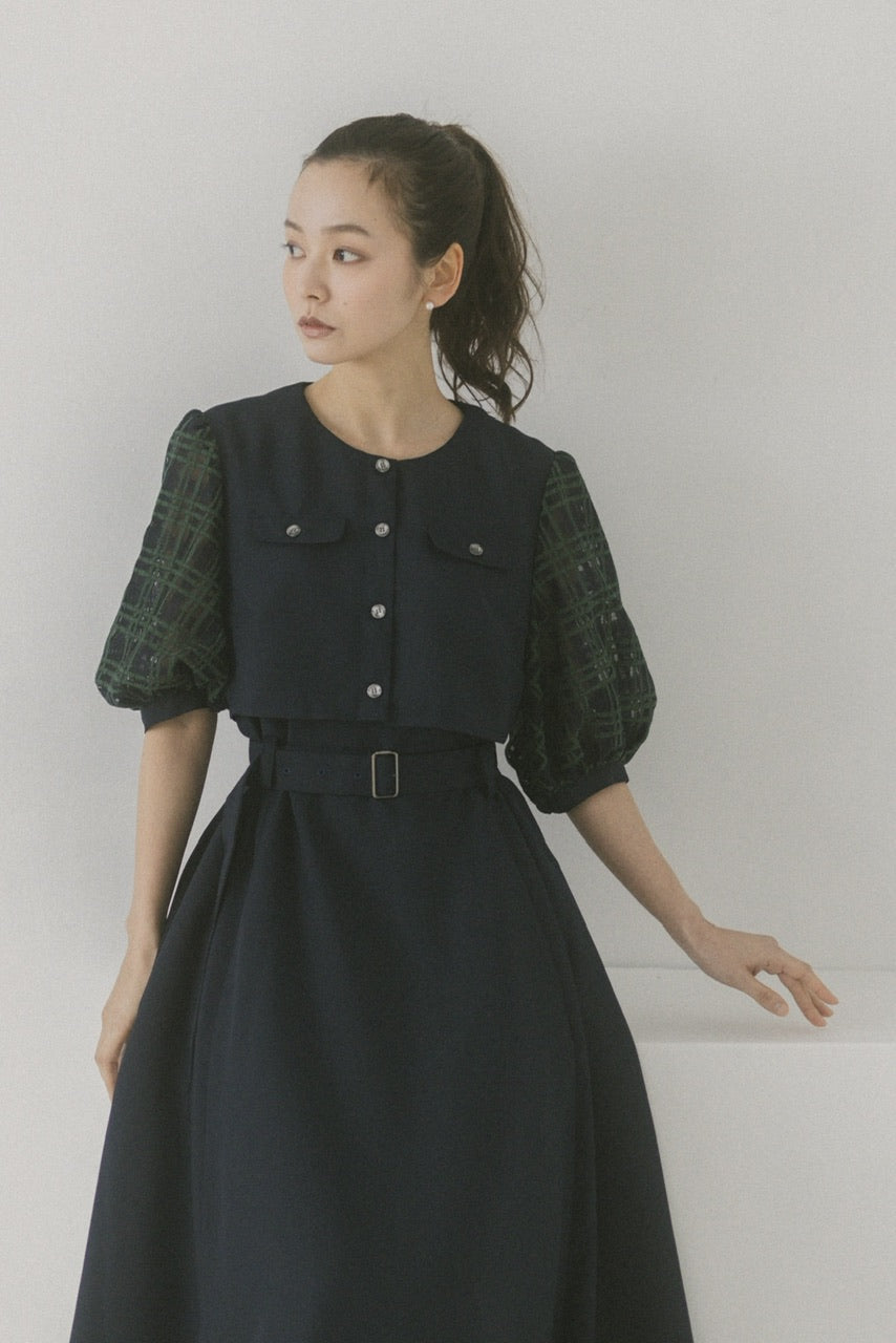 puff sleeve docking dress
