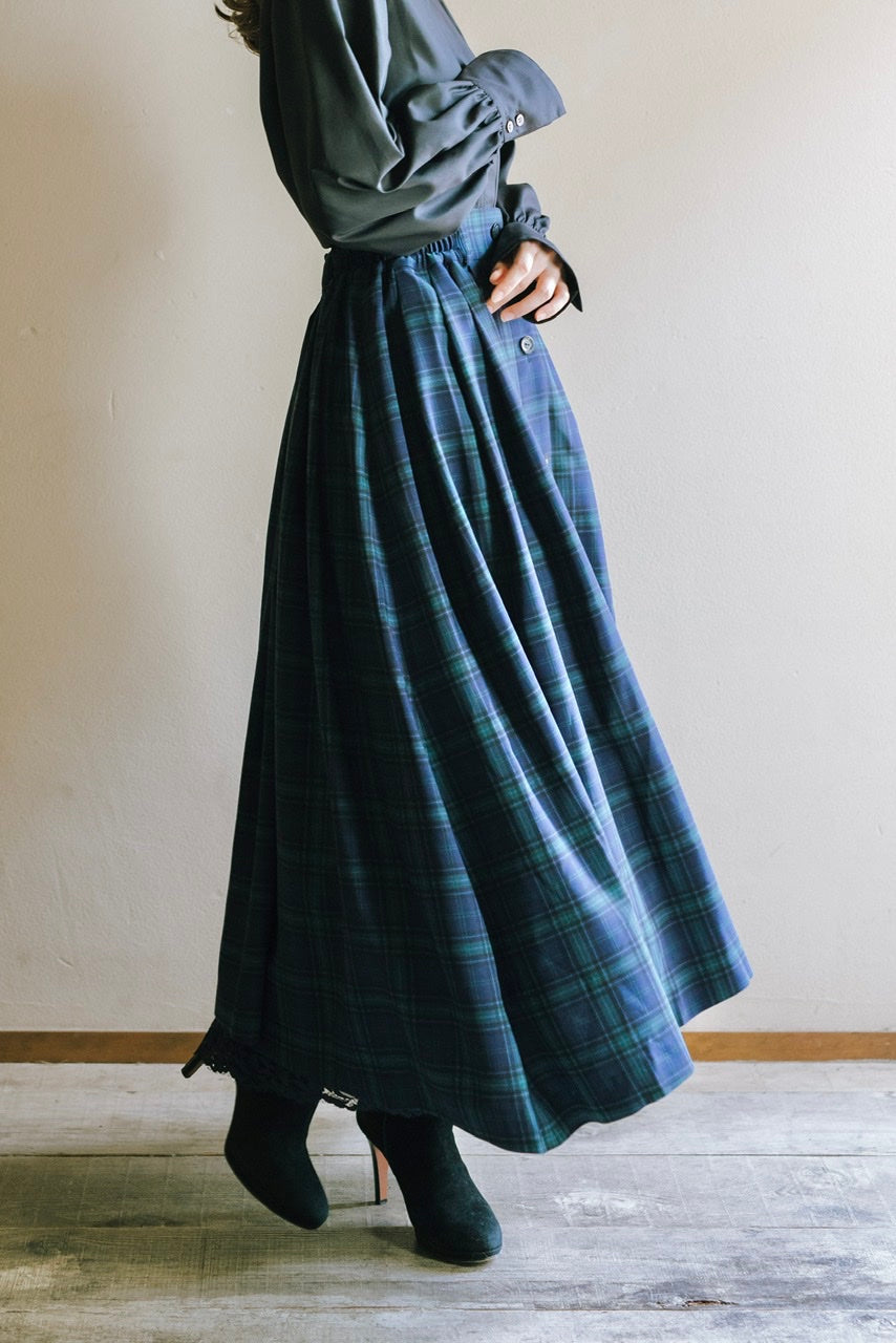 Armelle tuck skirt / navy check