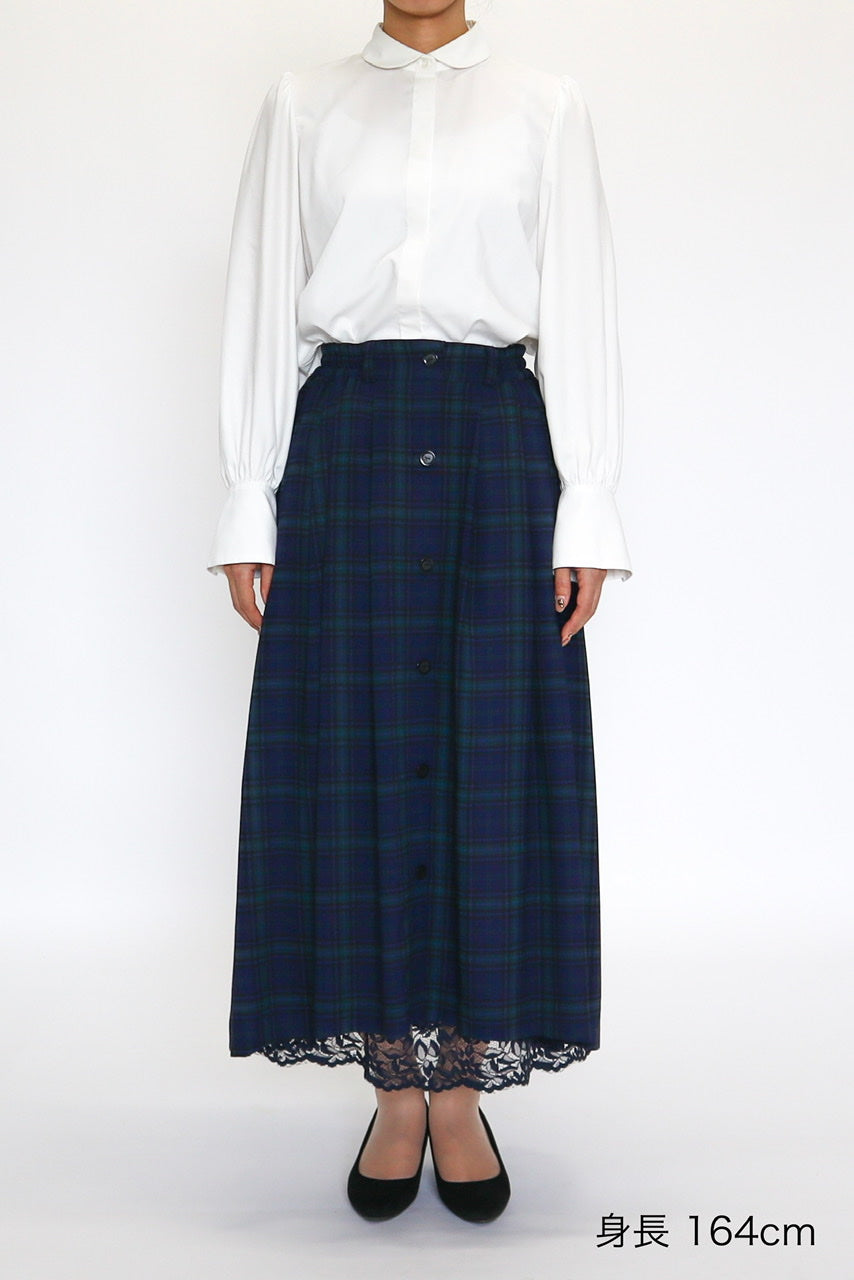 Armelle tuck skirt / navy check
