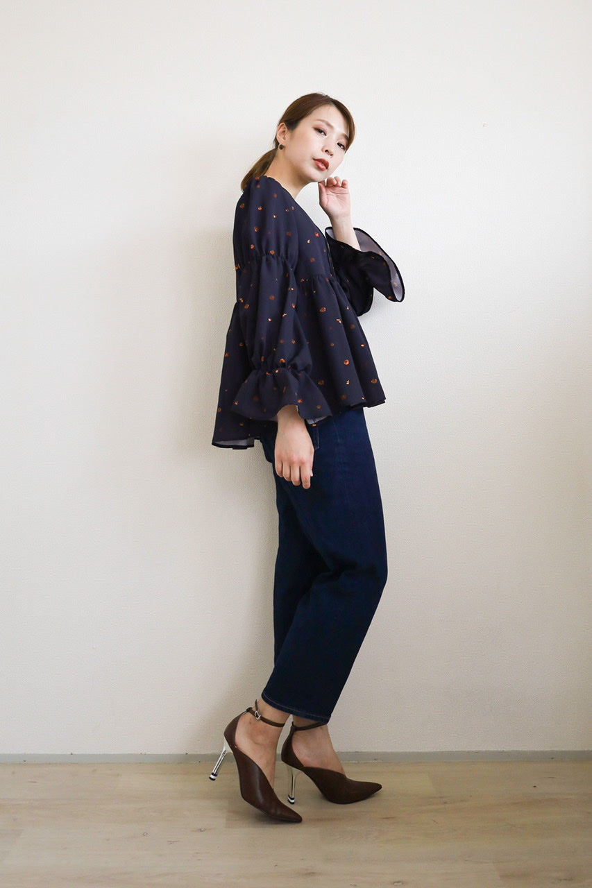 "marchen" pin tuck gather blouse