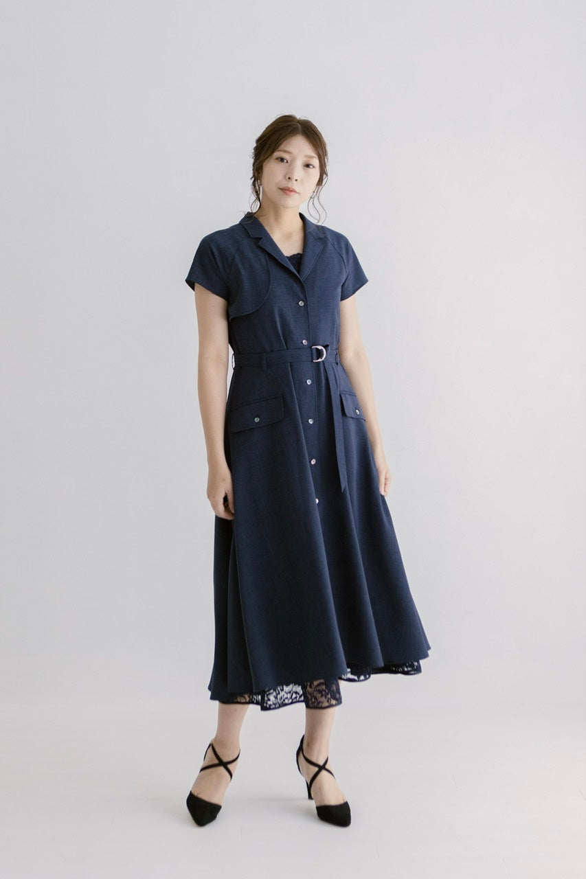 〈Renée〉Tailored collar dress