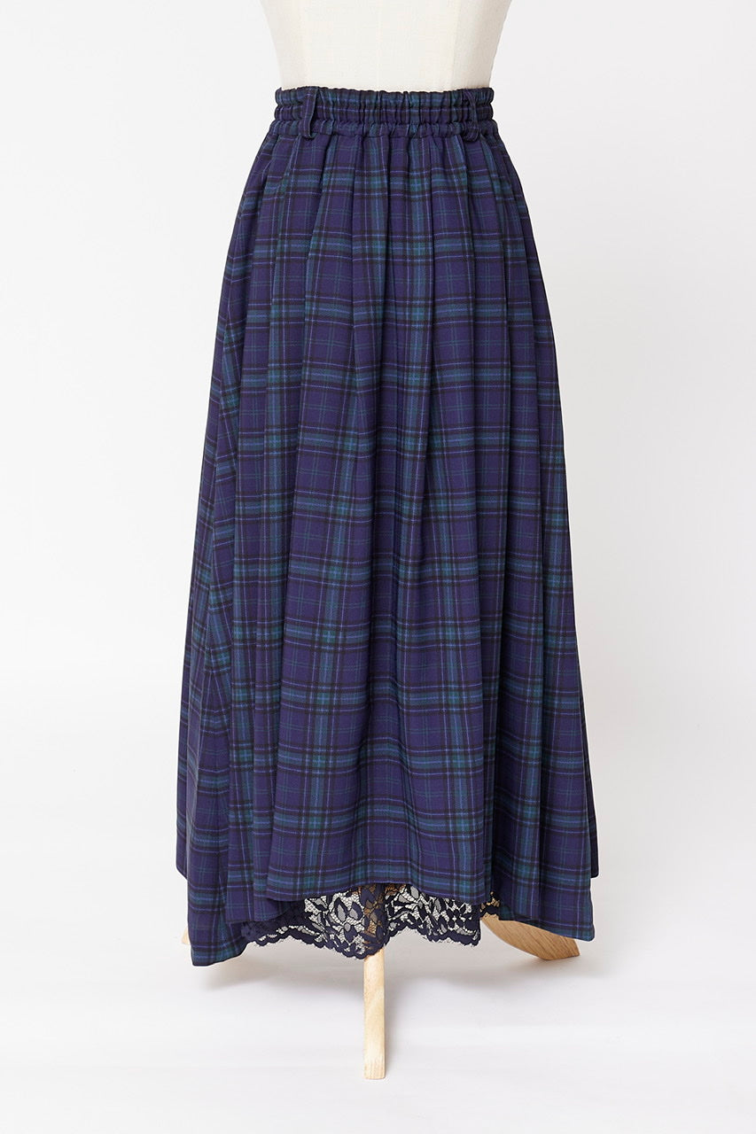 Armelle tuck skirt / navy check