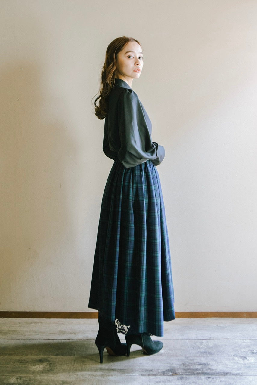 Armelle tuck skirt / navy check