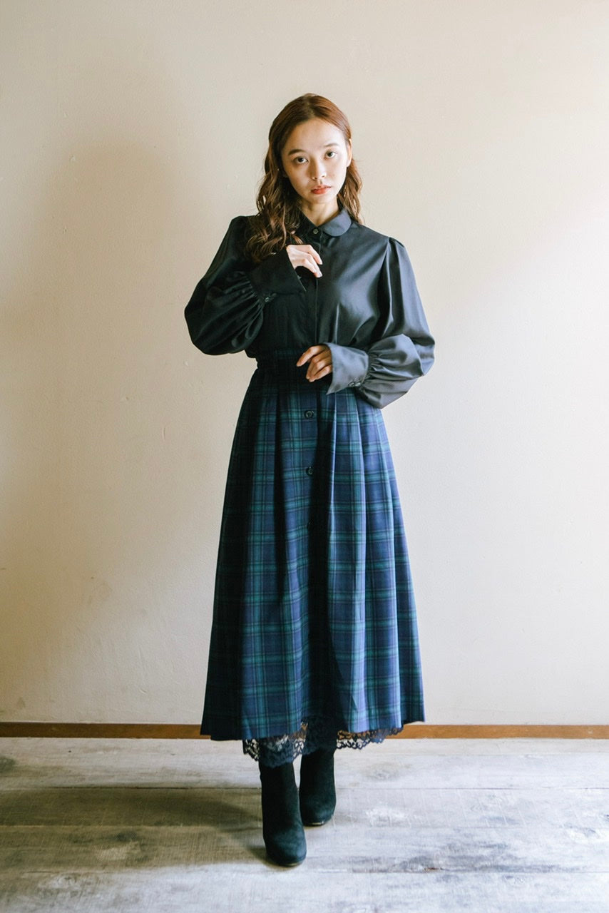 Armelle tuck skirt / navy check