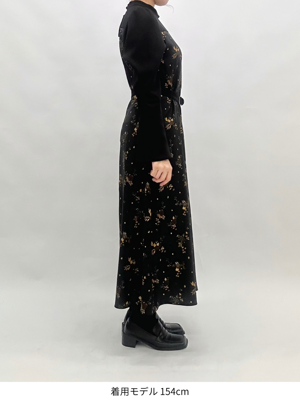 "Antique Flower" high neck dress