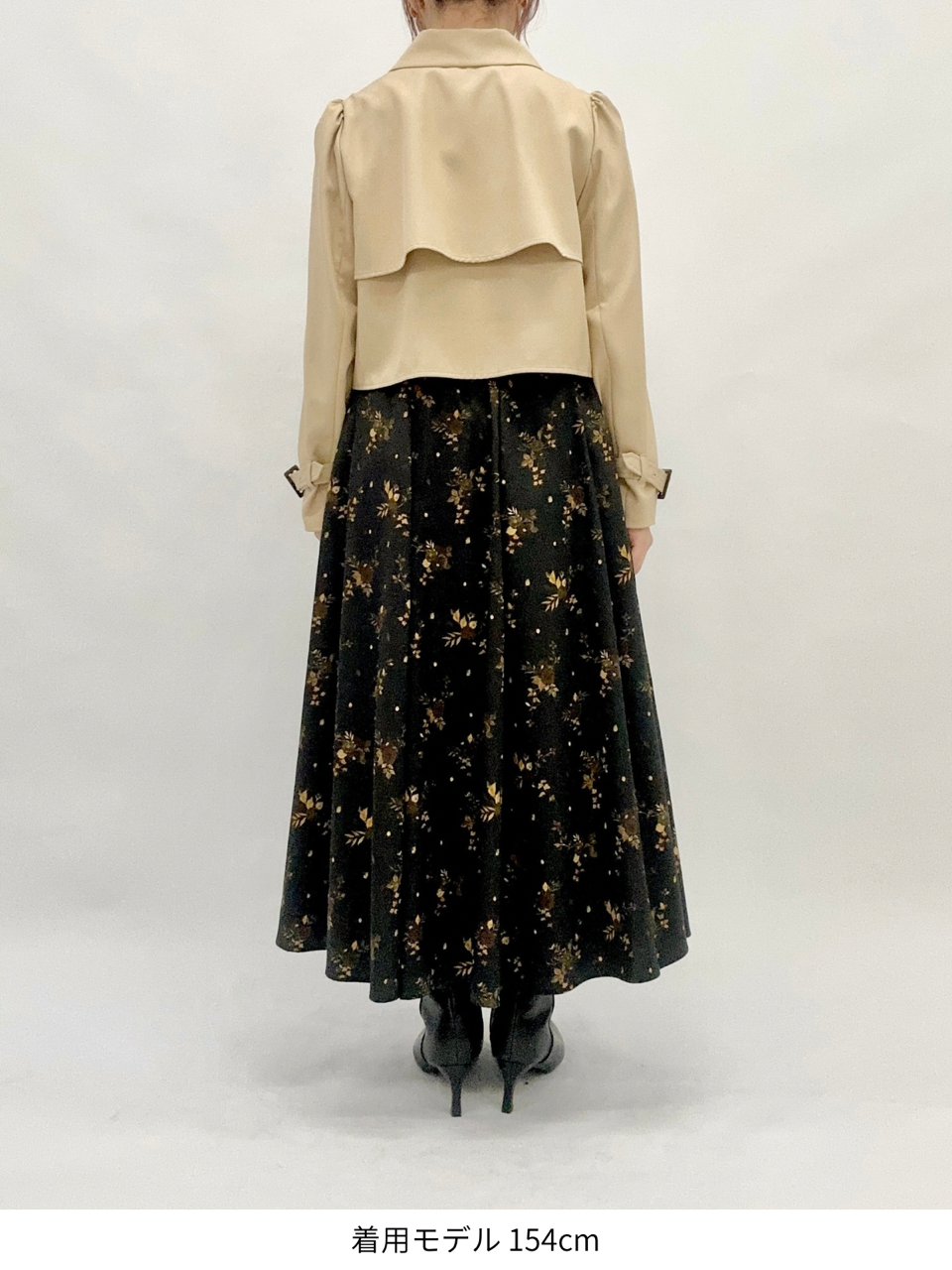 "Antique Flower" tuck gather skirt