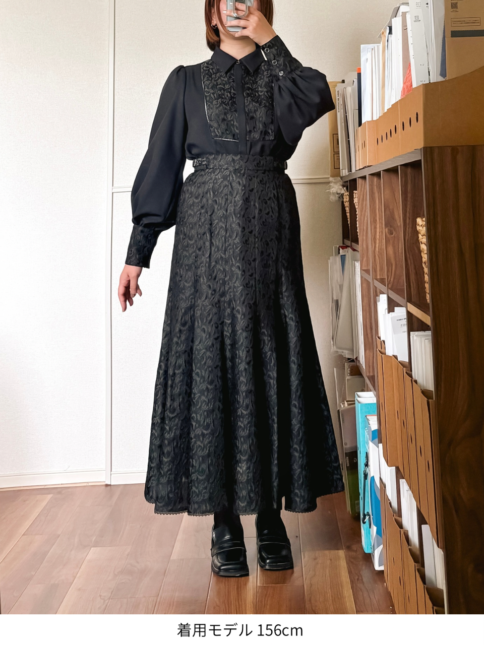 【予約商品】botanical jacquard blouse /  black