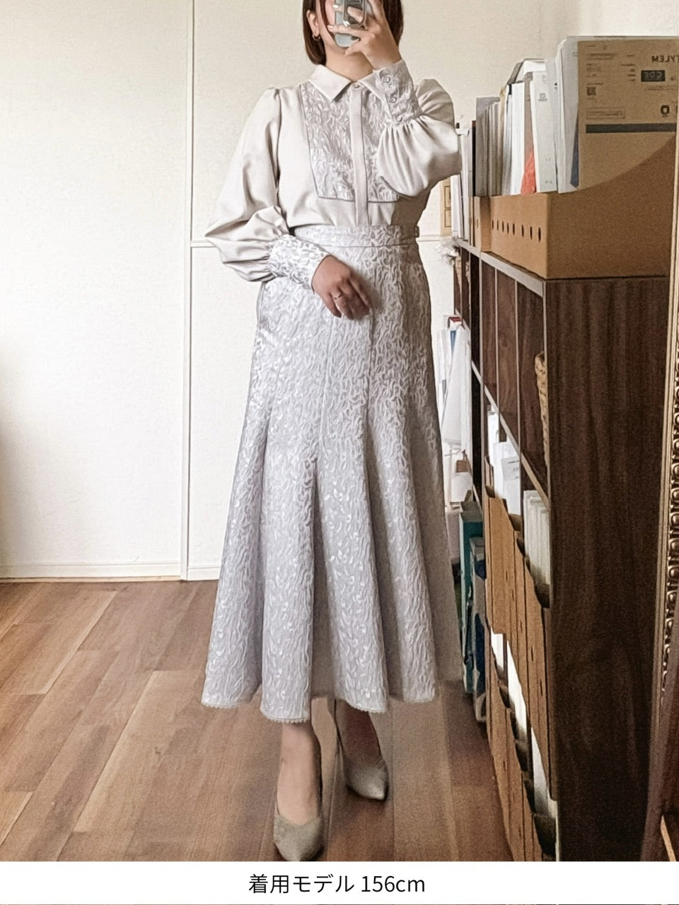 【予約商品】botanical jacquard blouse / ice gray