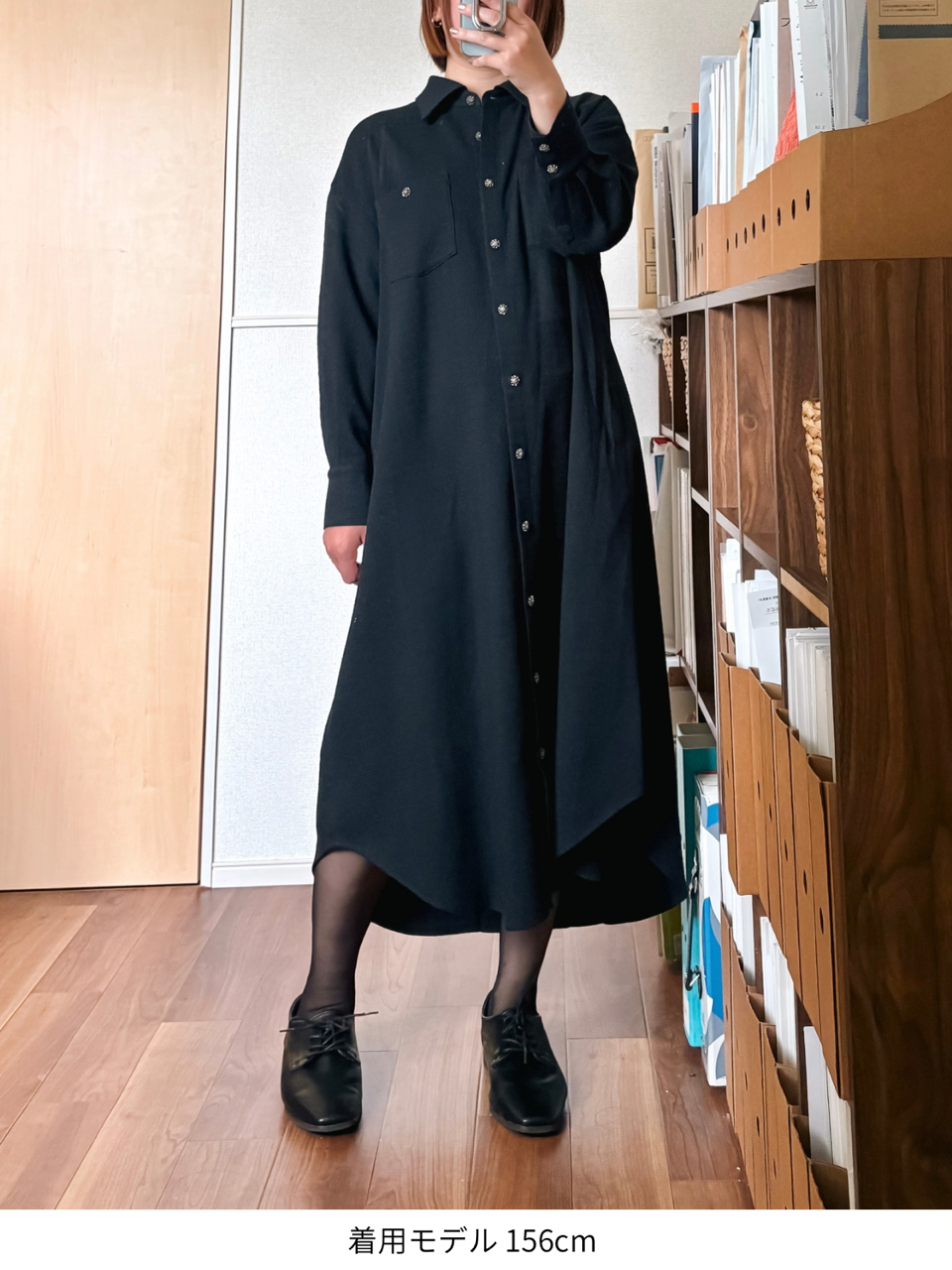 【予約商品】tweed shirt dress / navy