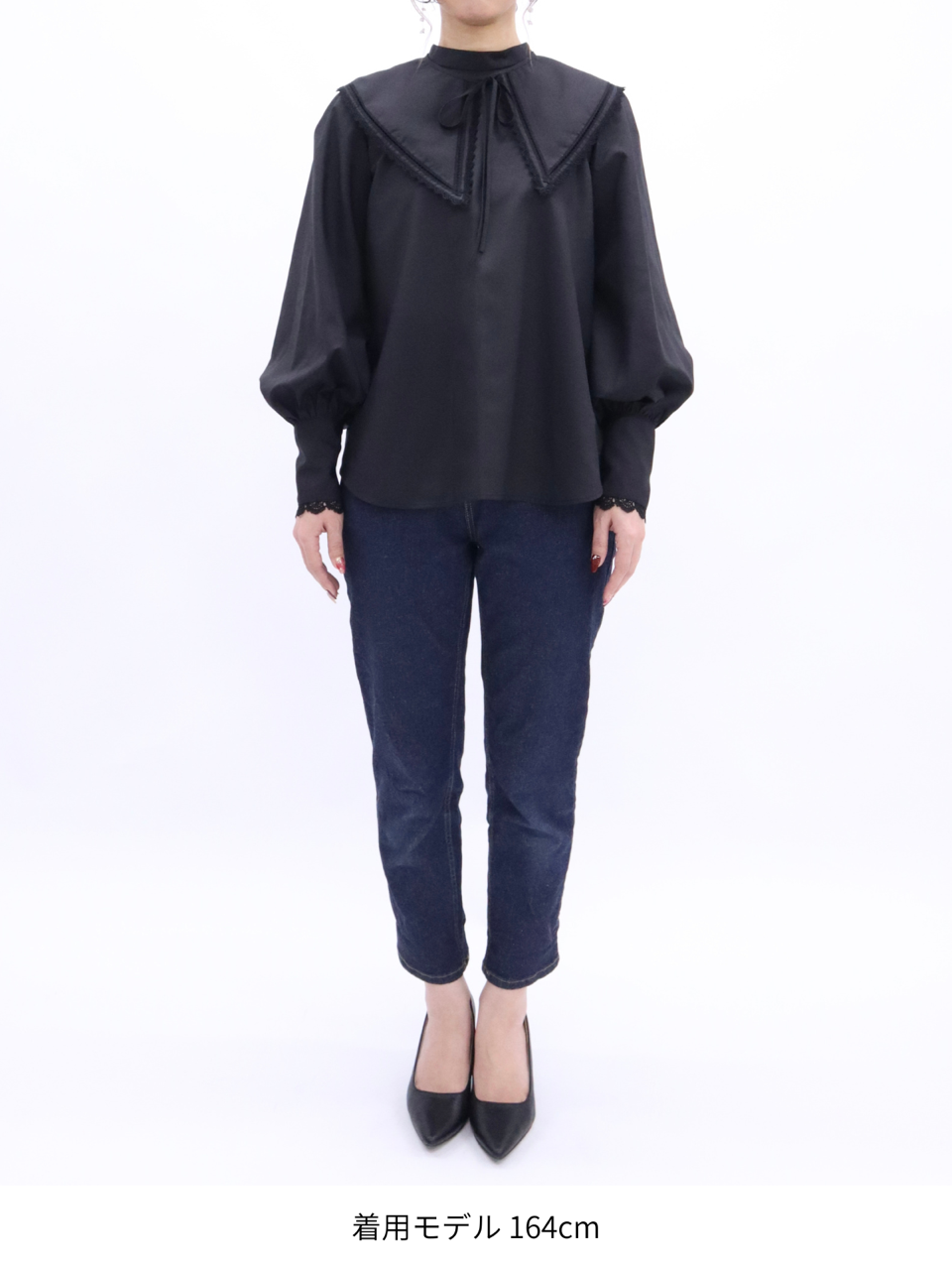 falling collar high neck blouse