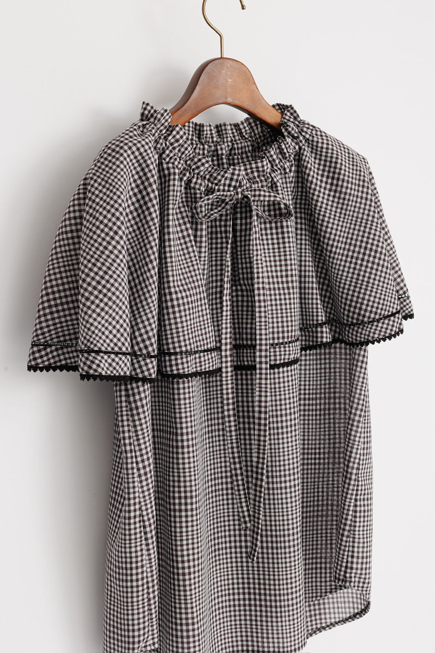gingham check cape blouse