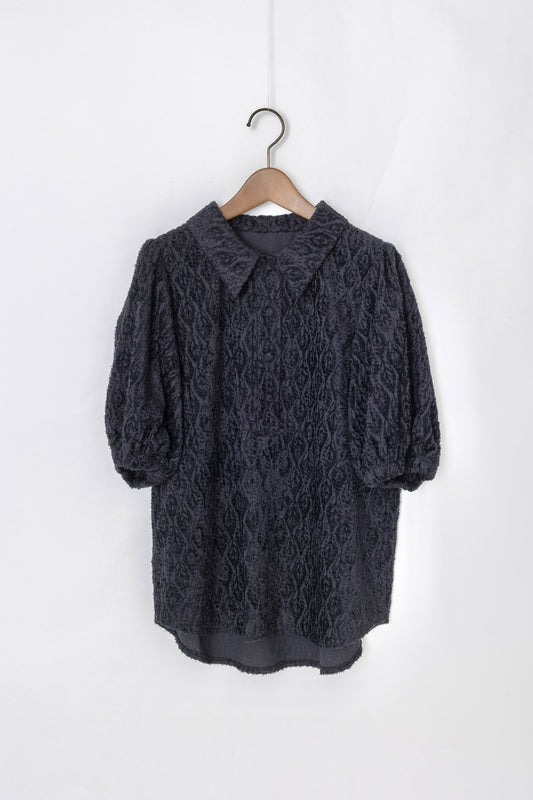 shibafu jacquard polo shirt / navy