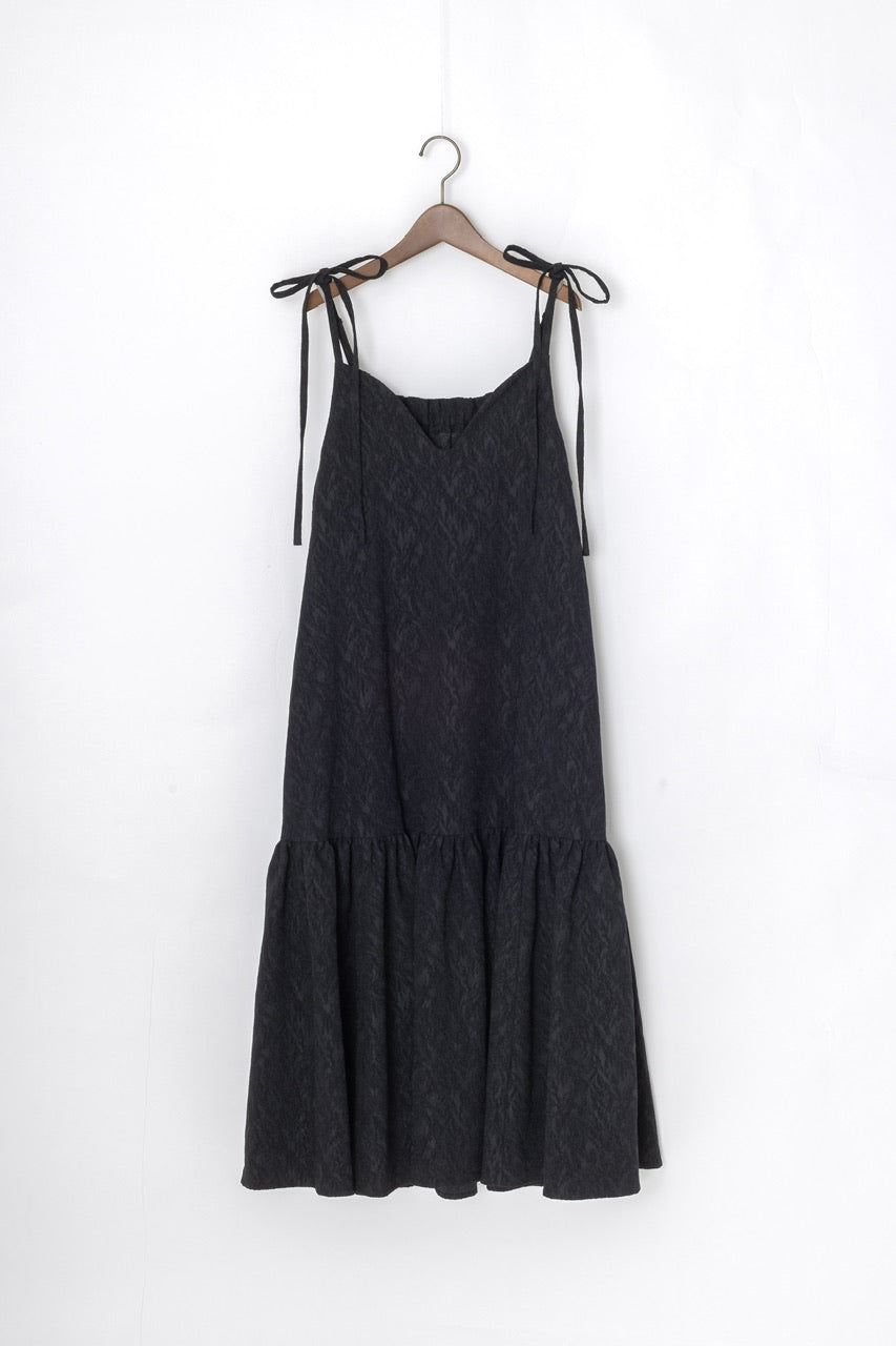 jacquard camisole dress / black