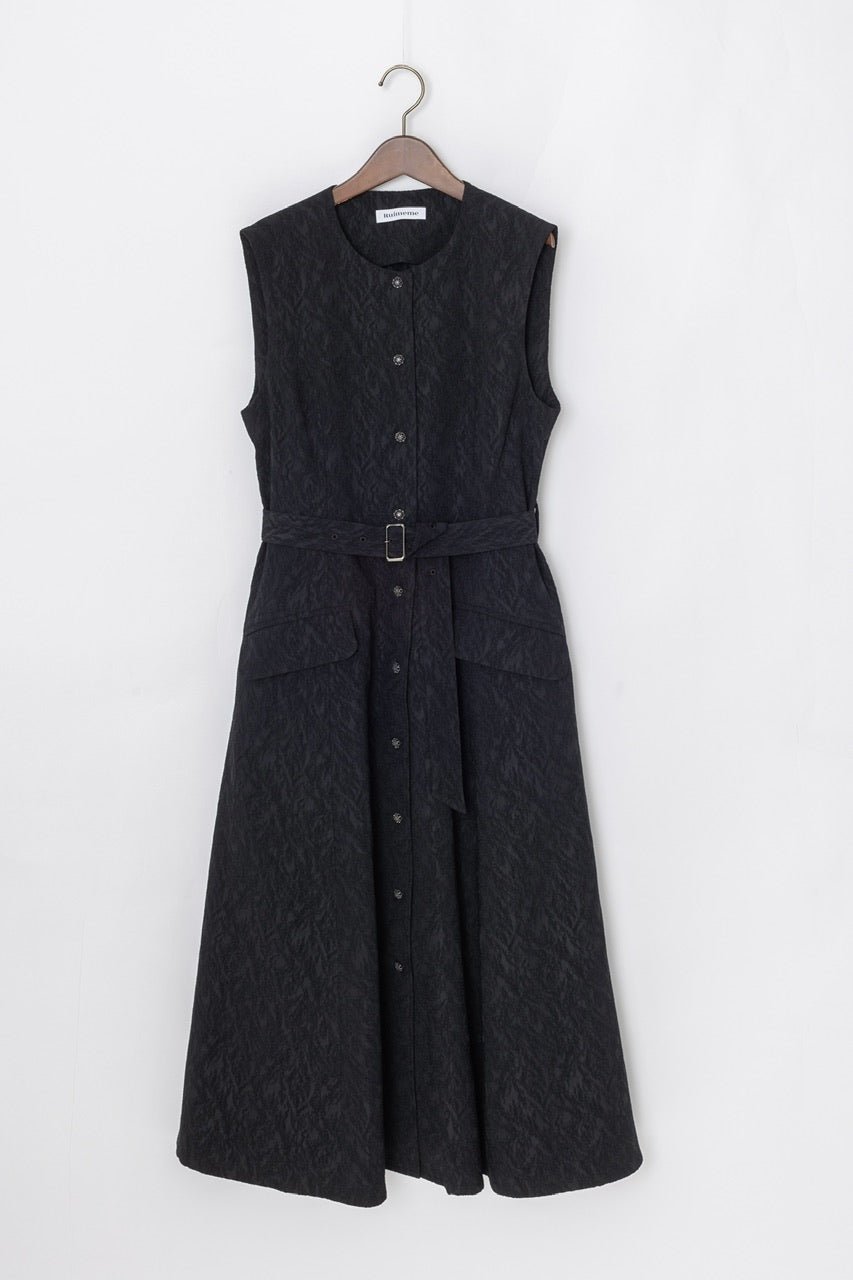 jacquard gilet dress / black
