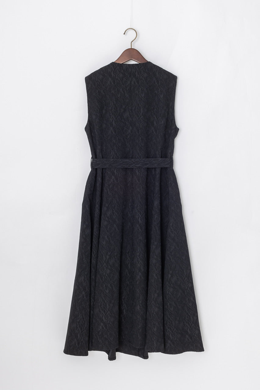 jacquard gilet dress / black