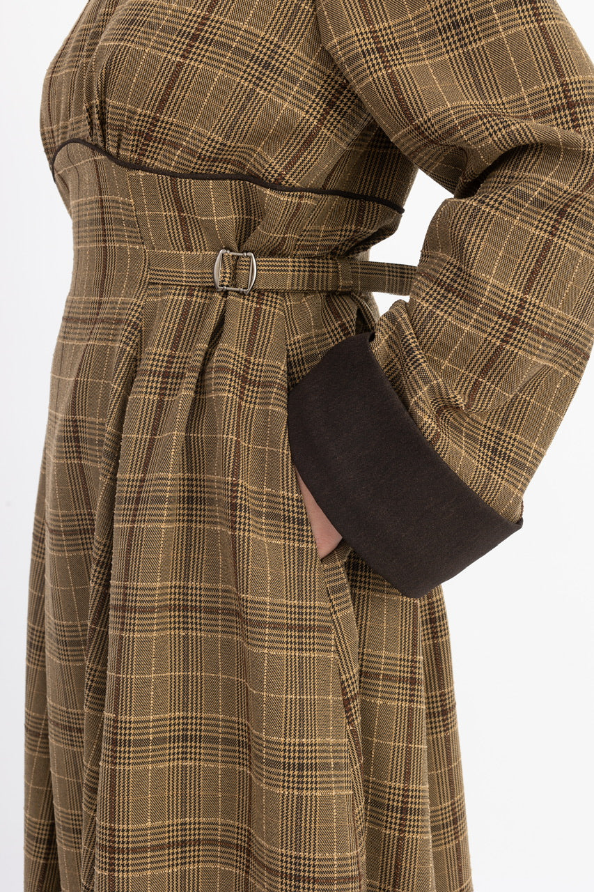 waist belt check dress