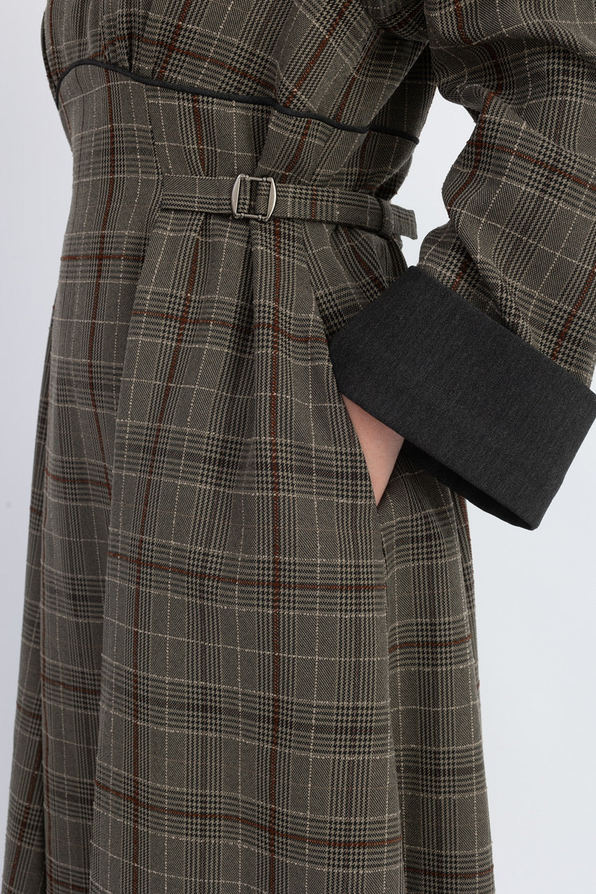 waist belt check dress