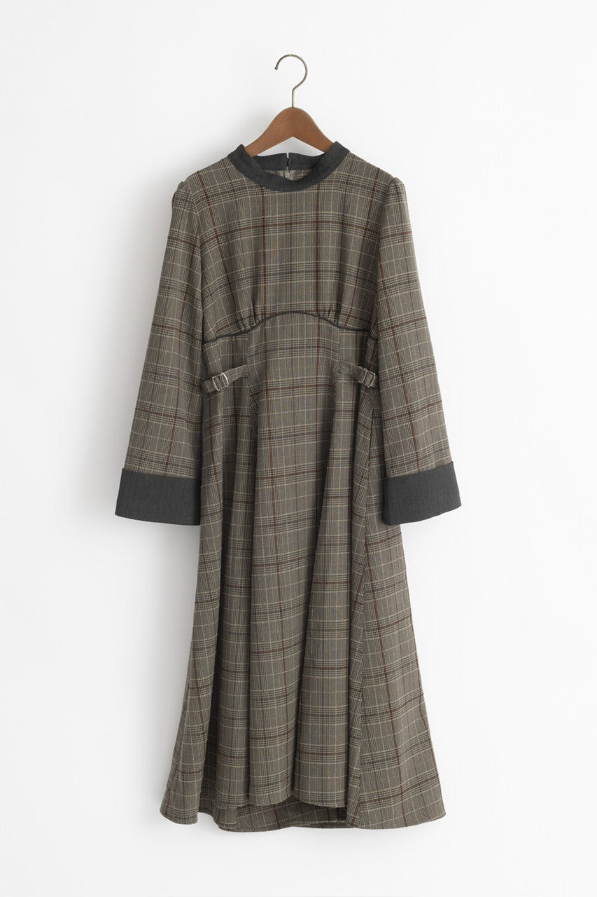 Ruimeme waist belt check dress / brown - beaconparenting.ie