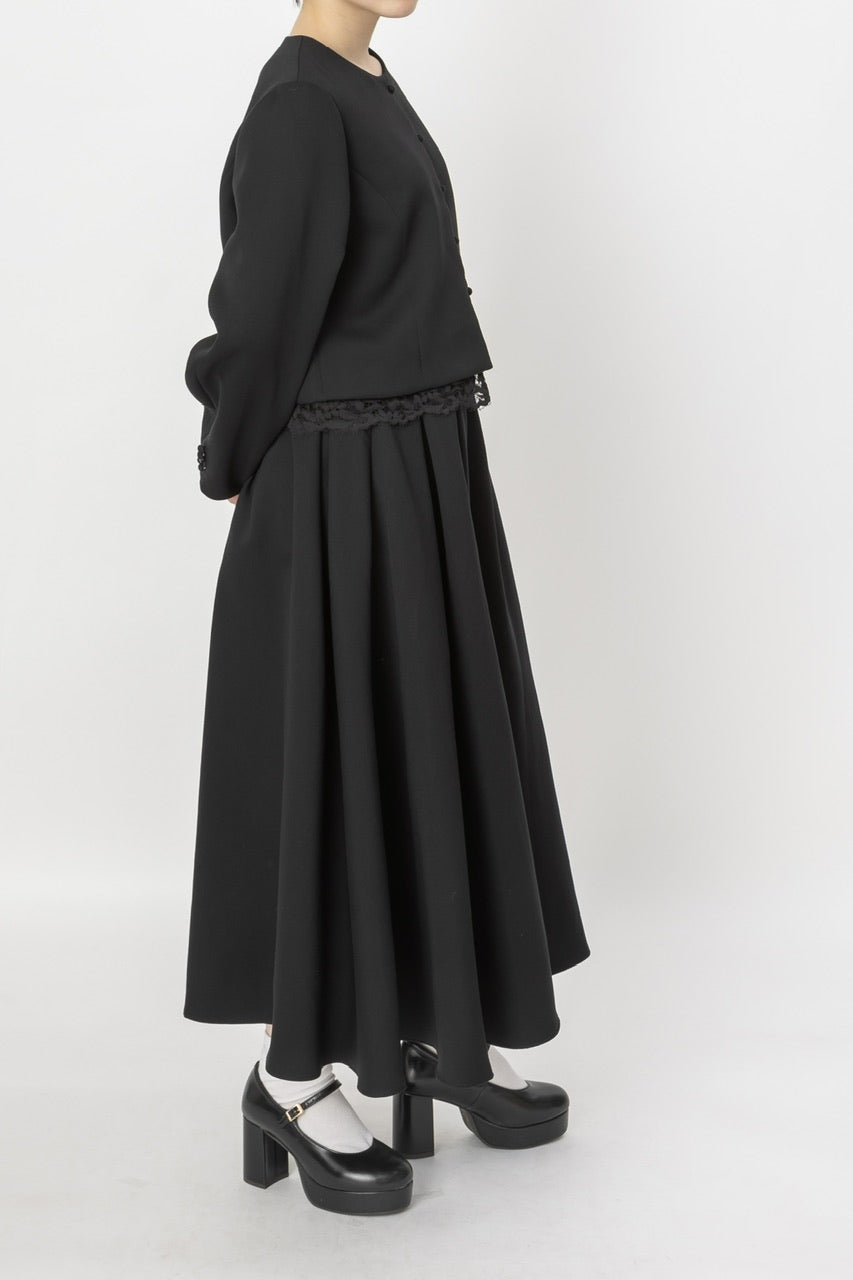 front button tuck skirt / black