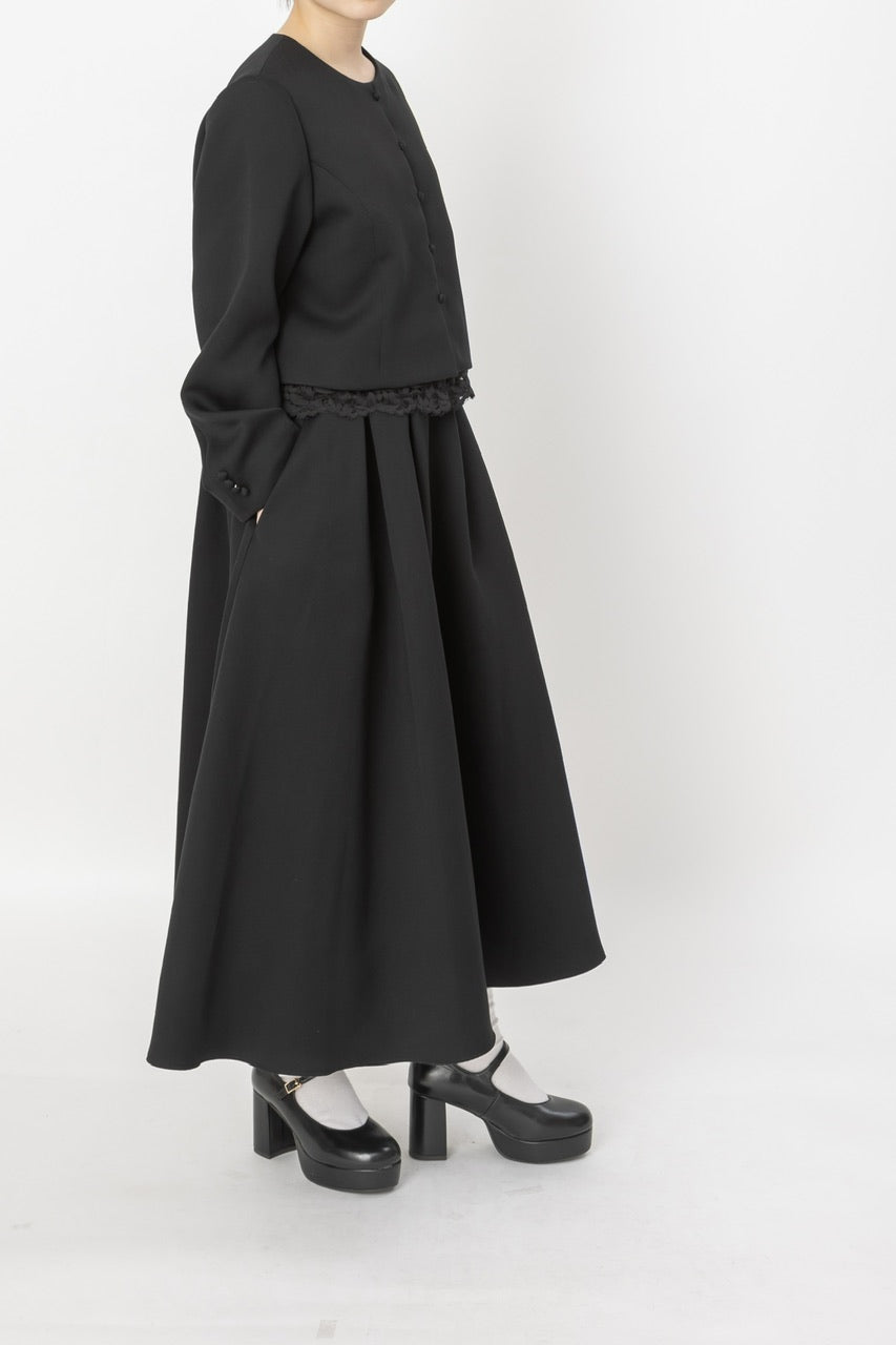 front button tuck skirt / black