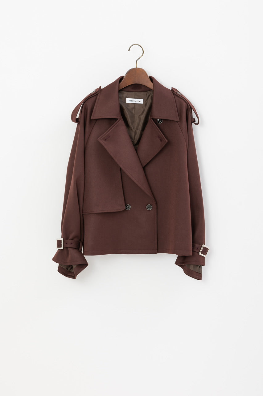 short trench coat / burgundy