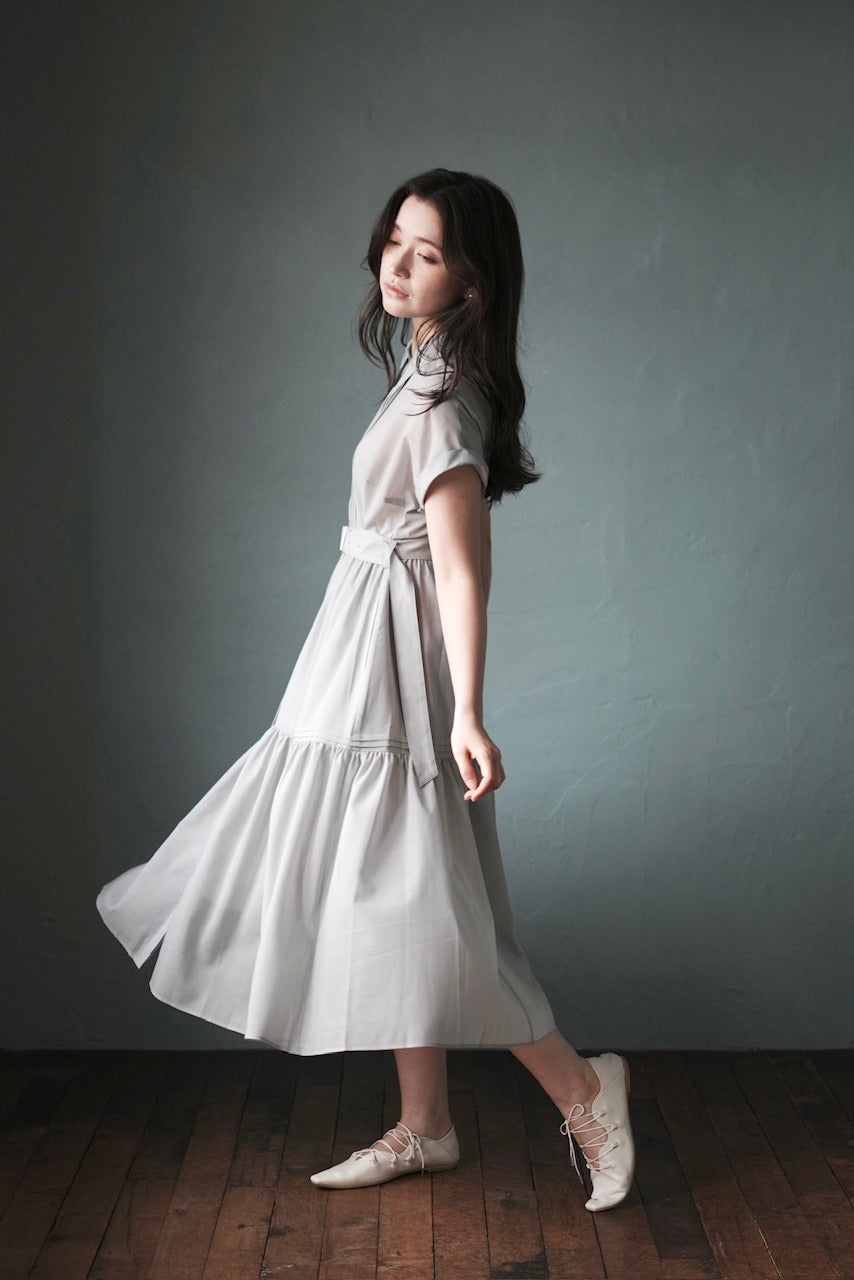 pintuck shirt dress / mist green