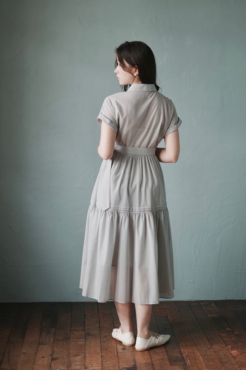pintuck shirt dress / mist green