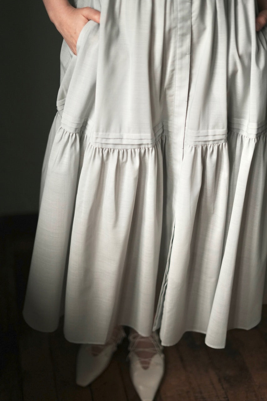 pintuck shirt dress / mist green