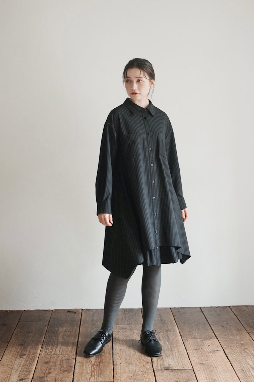 layered shirt tunic dress / stripe