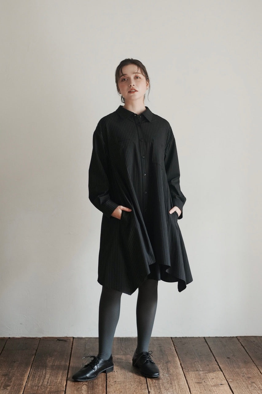 layered shirt tunic dress / stripe
