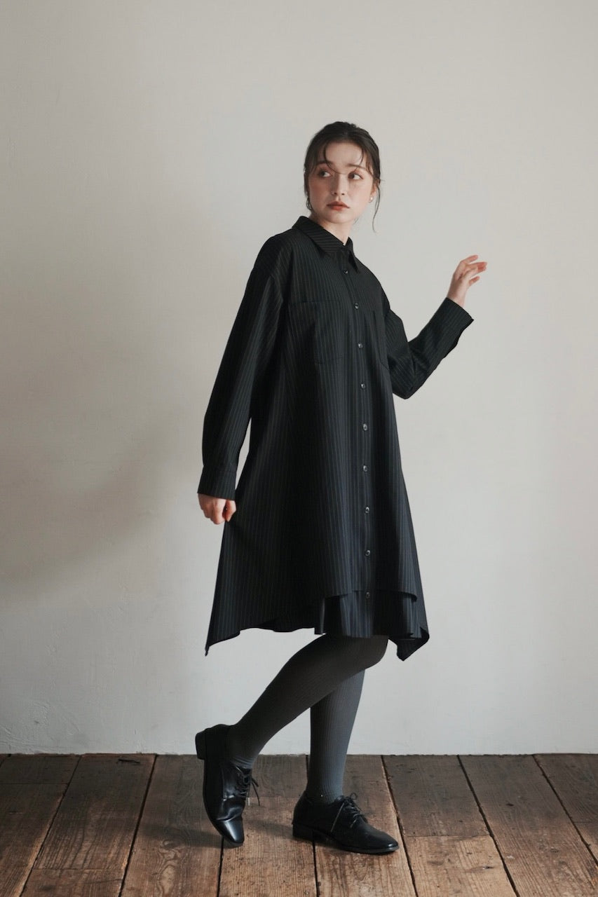 layered shirt tunic dress / stripe