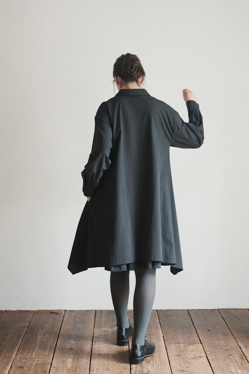 layered shirt tunic dress / stripe