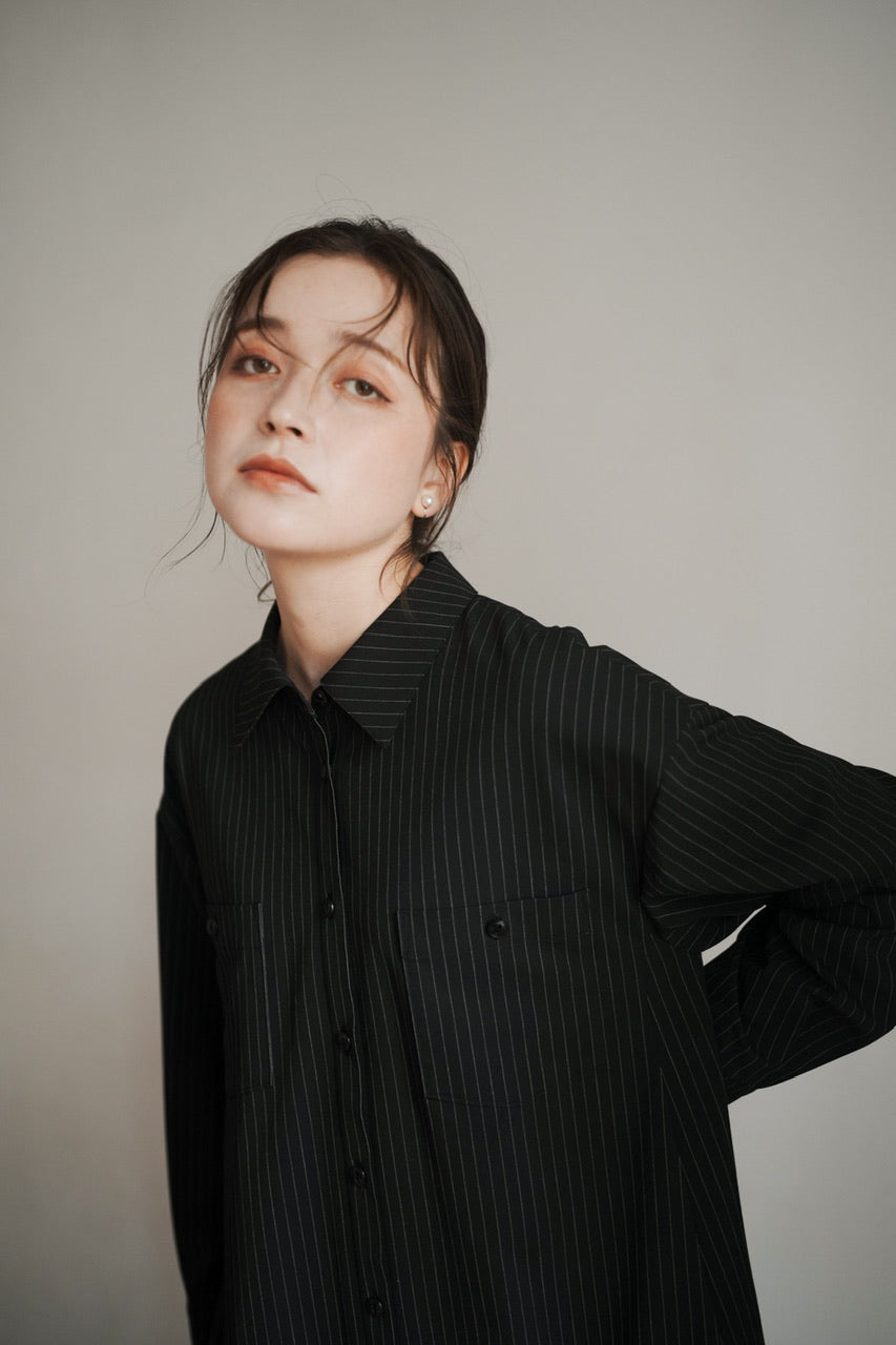 layered shirt tunic dress / stripe