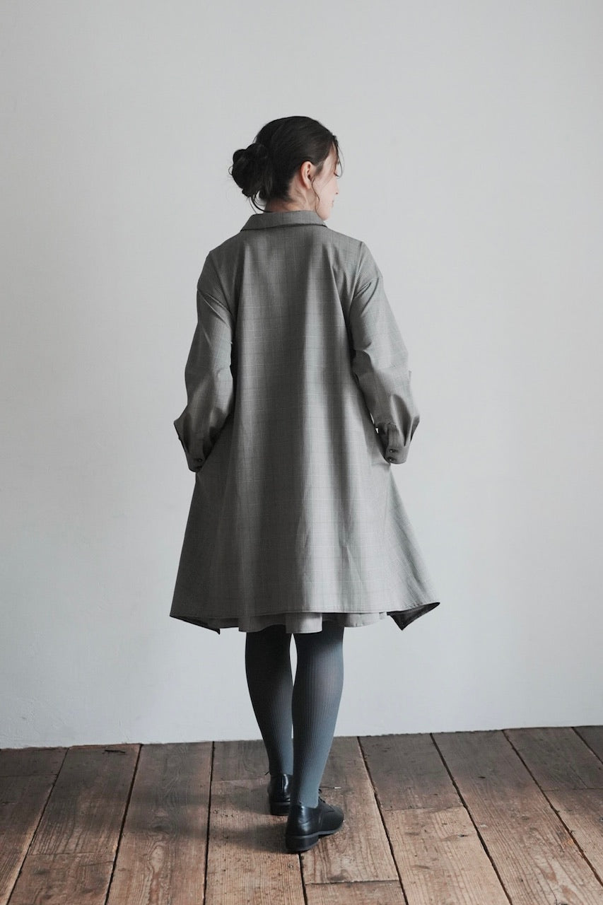 layered shirt tunic dress / check