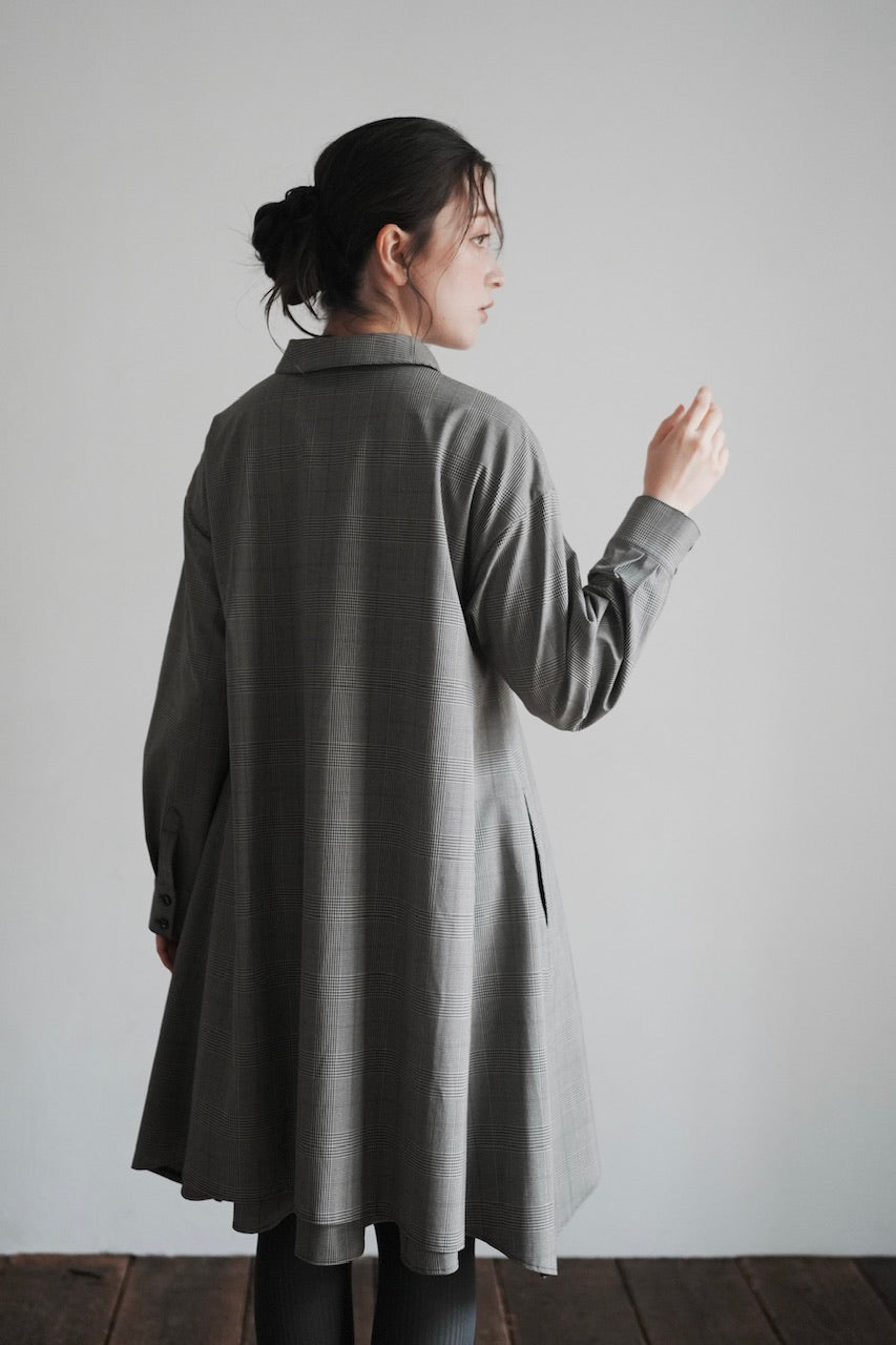 layered shirt tunic dress / check