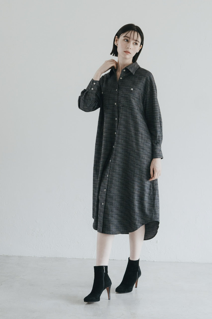 【予約商品】tweed shirt dress / black