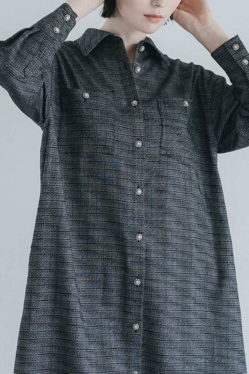 【予約商品】tweed shirt dress / black