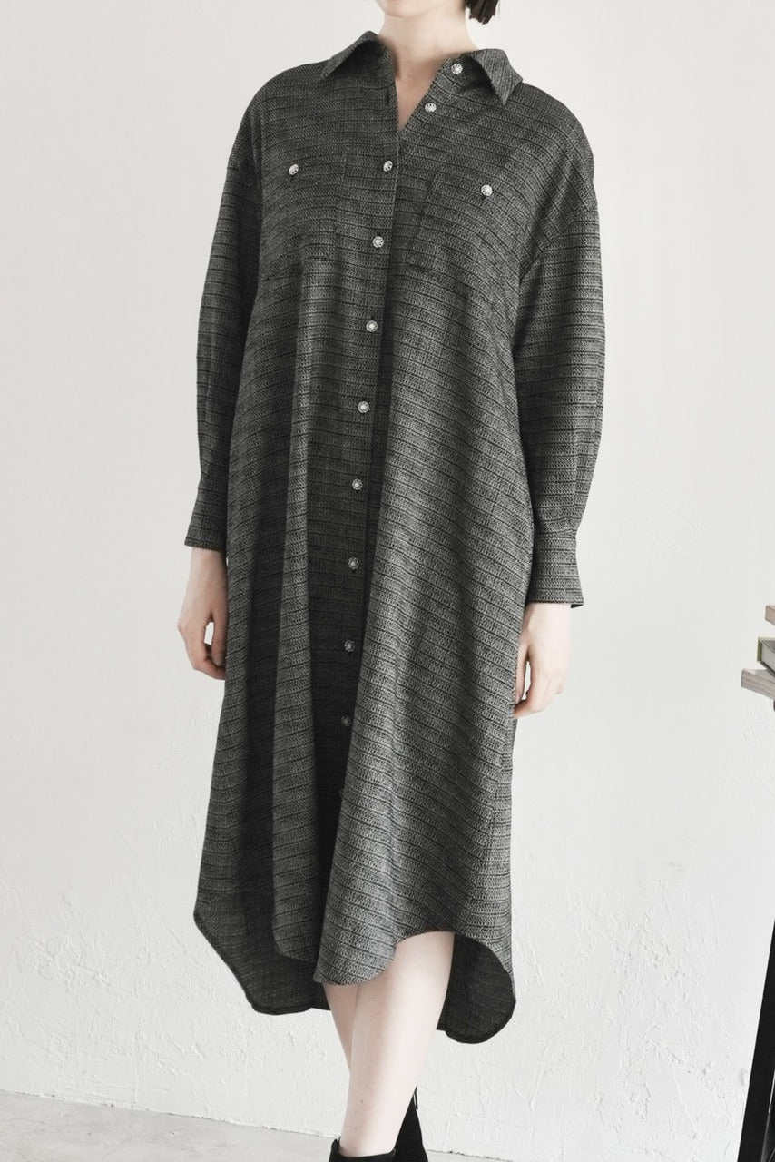 【予約商品】tweed shirt dress / black