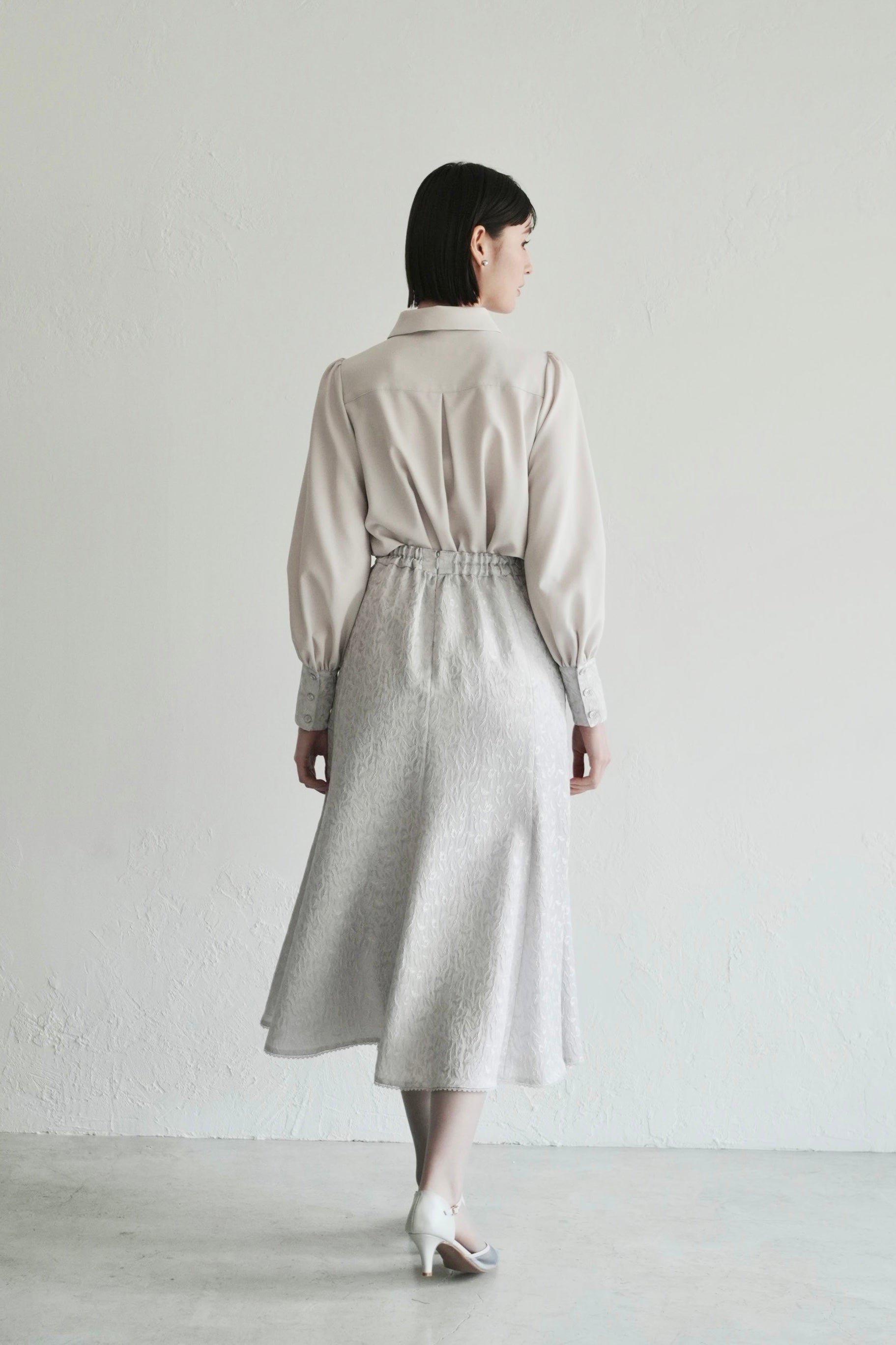 【予約商品】botanical jacquard blouse / ice gray