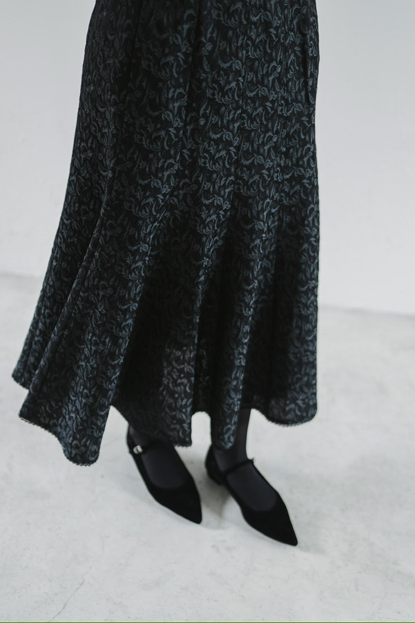 【予約商品】botanical jacquard semi-mermaid skirt / black
