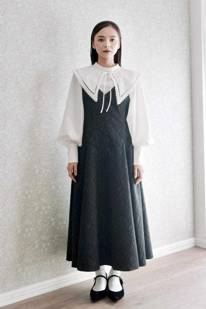 basque waist jacquard camisole dress【予約商品】