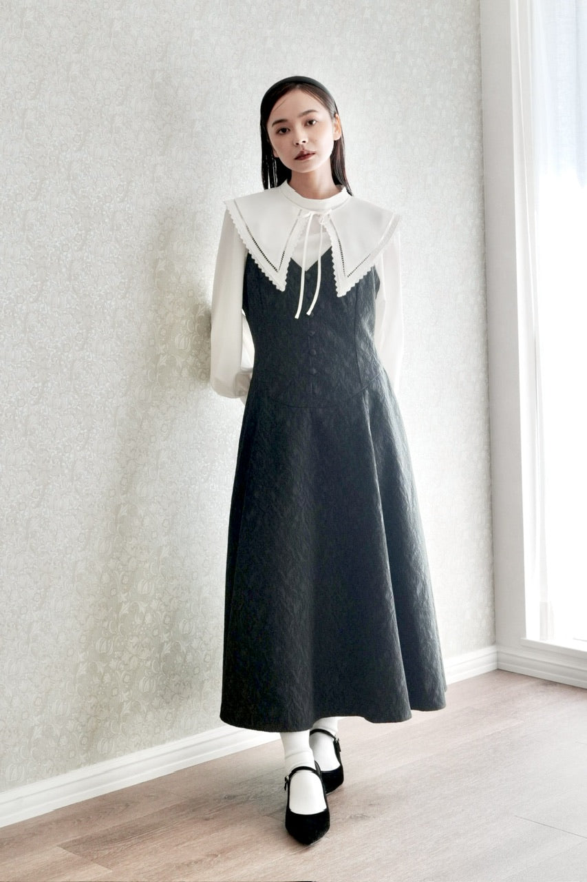 Ruimeme basque jacquard camisole dress新品 basque waist jacquard camisole dress / black