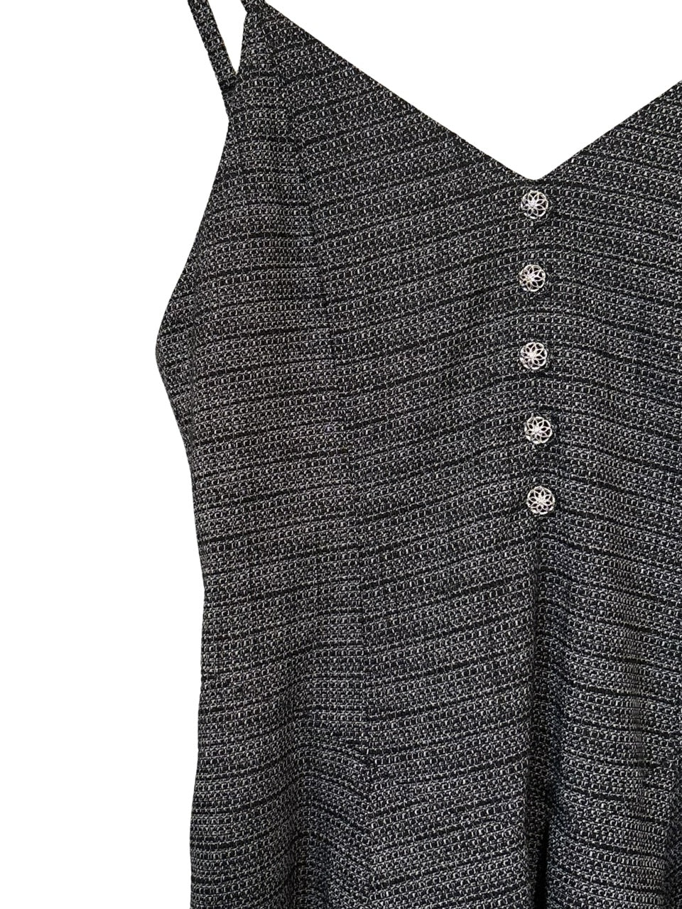 【予約商品】basque waist tweed camisole dress / black