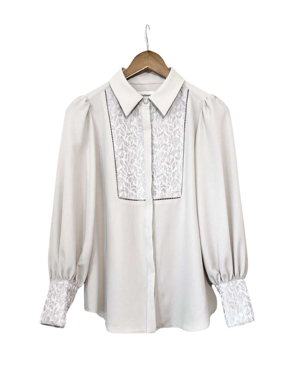 予約商品】botanical jacquard blouse / ice gray