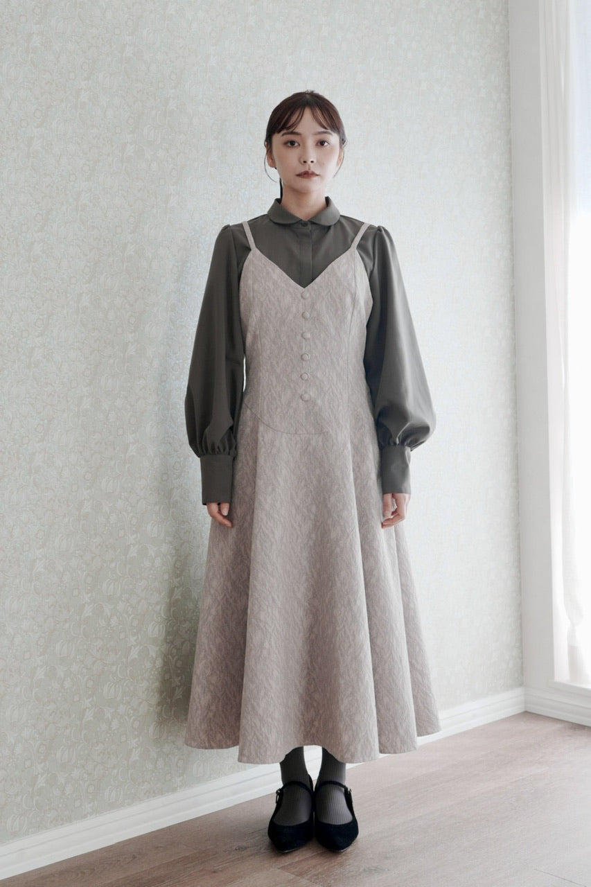 basque waist jacquard camisole dress【予約商品】