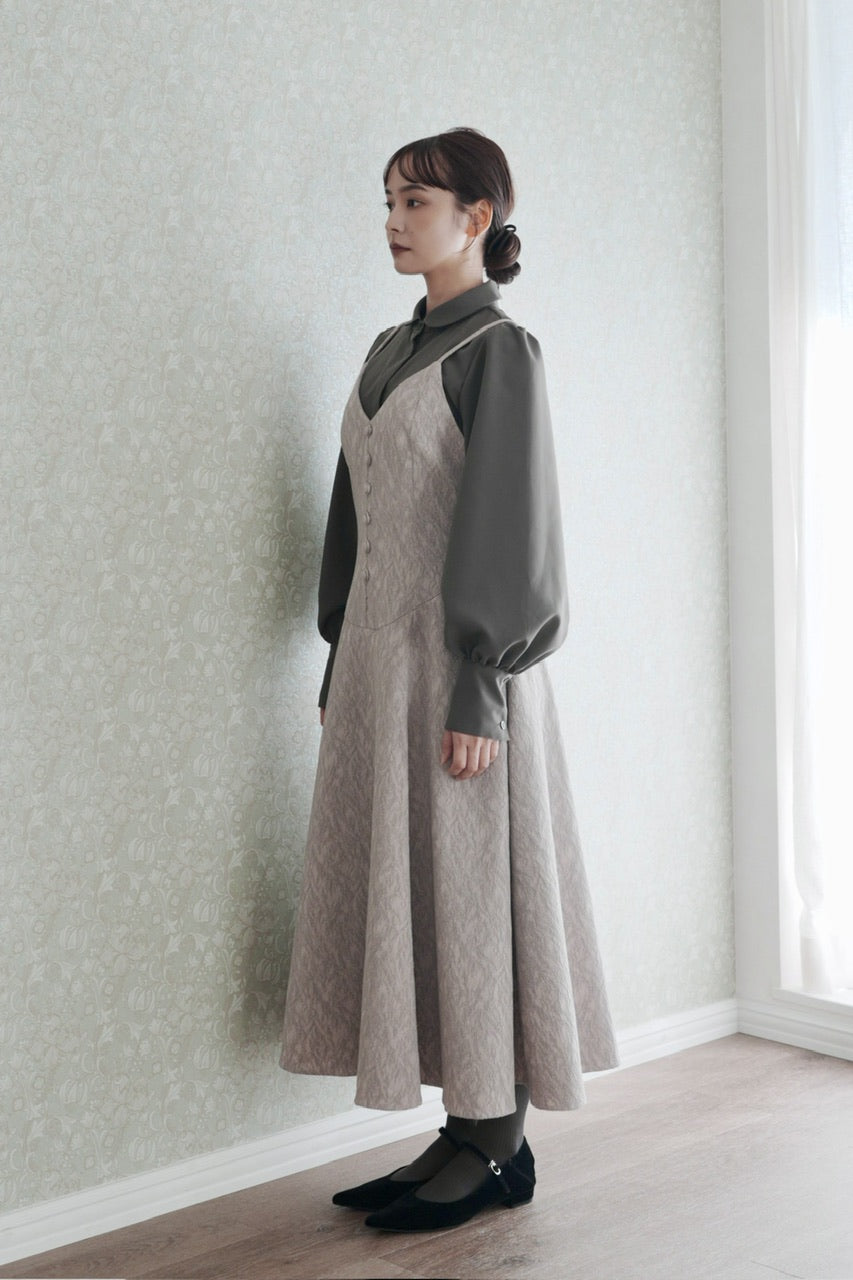 basque waist jacquard camisole dress【予約商品】