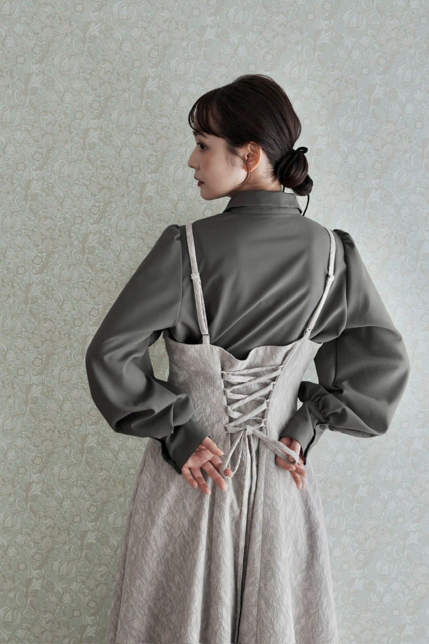 basque waist jacquard camisole dress【予約商品】