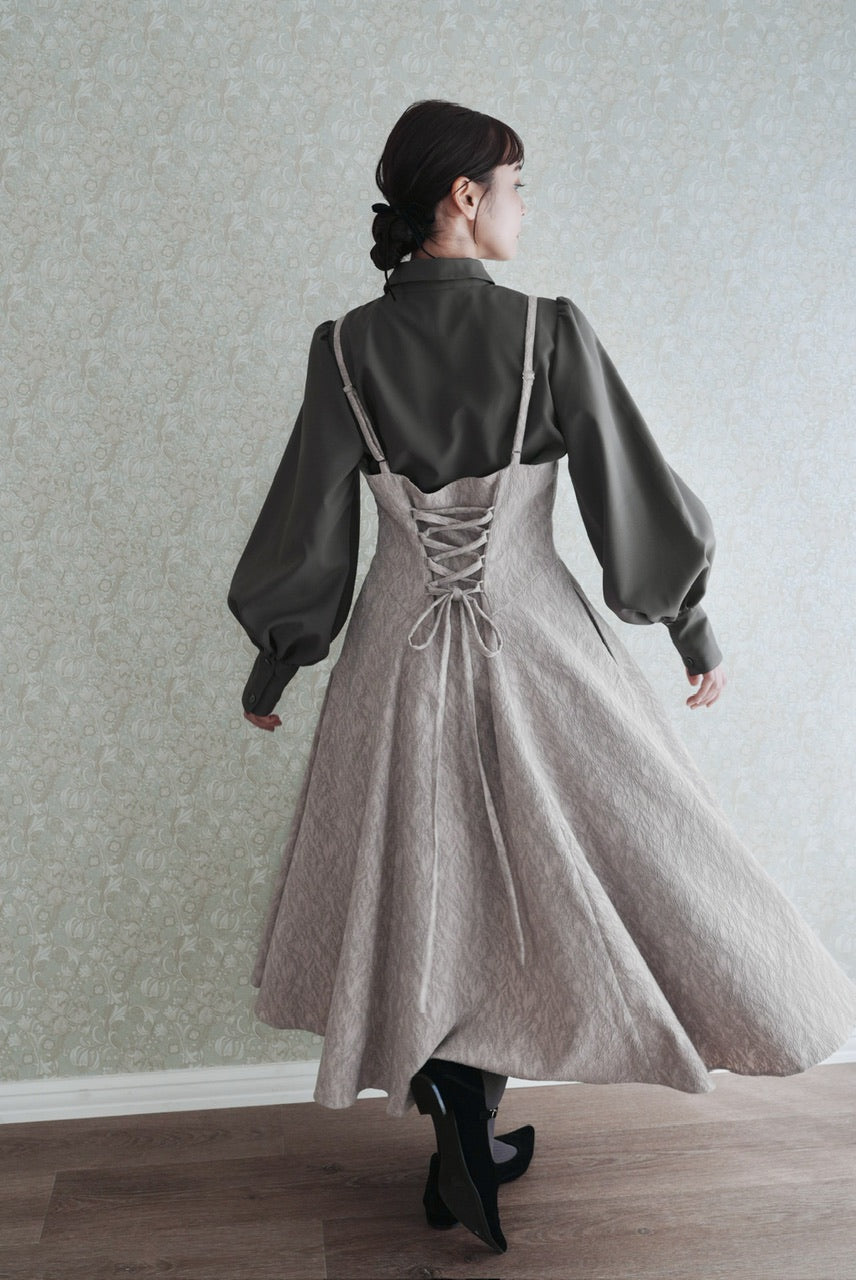 basque waist jacquard camisole dress【予約商品】